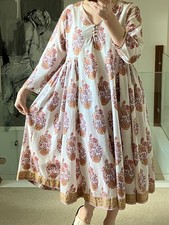 ANOKHI East Iconic Multi Print Cotton Dress Prairie Cottage Core Size 14