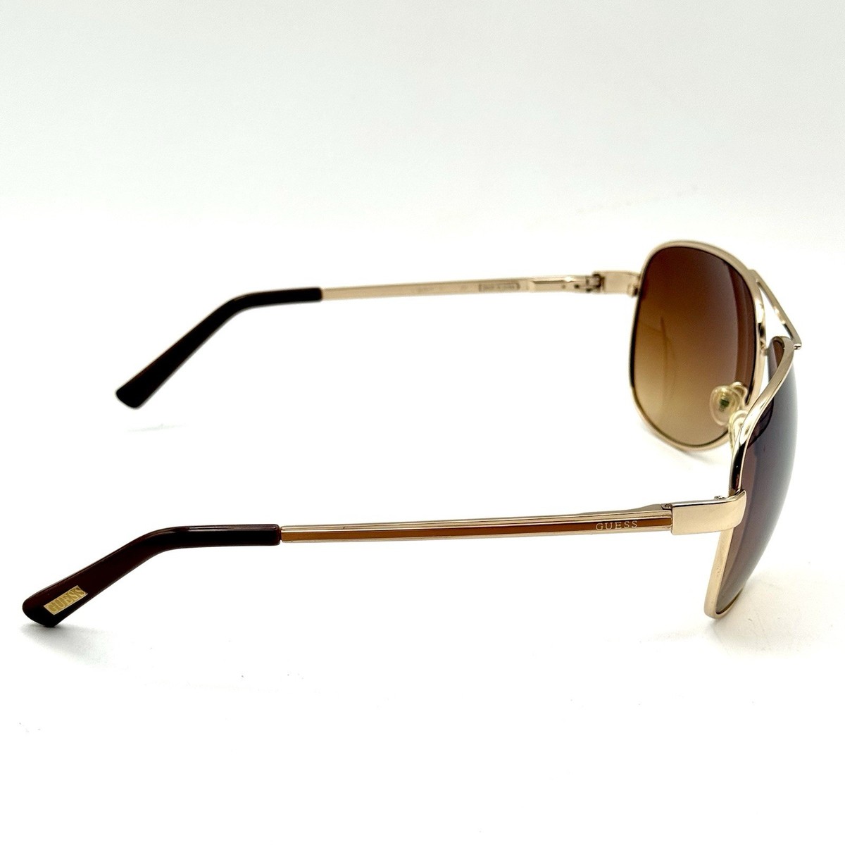 Guess Aviator Sunglasses Gold Metal Designer Frame & Brown  display picture 1