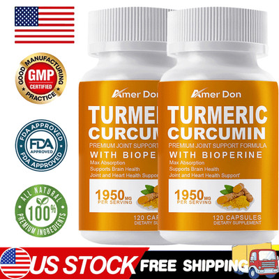 Turmeric Curcumin Highest Potency 95% 1950mg with BioPerine Black Pepper Extract
