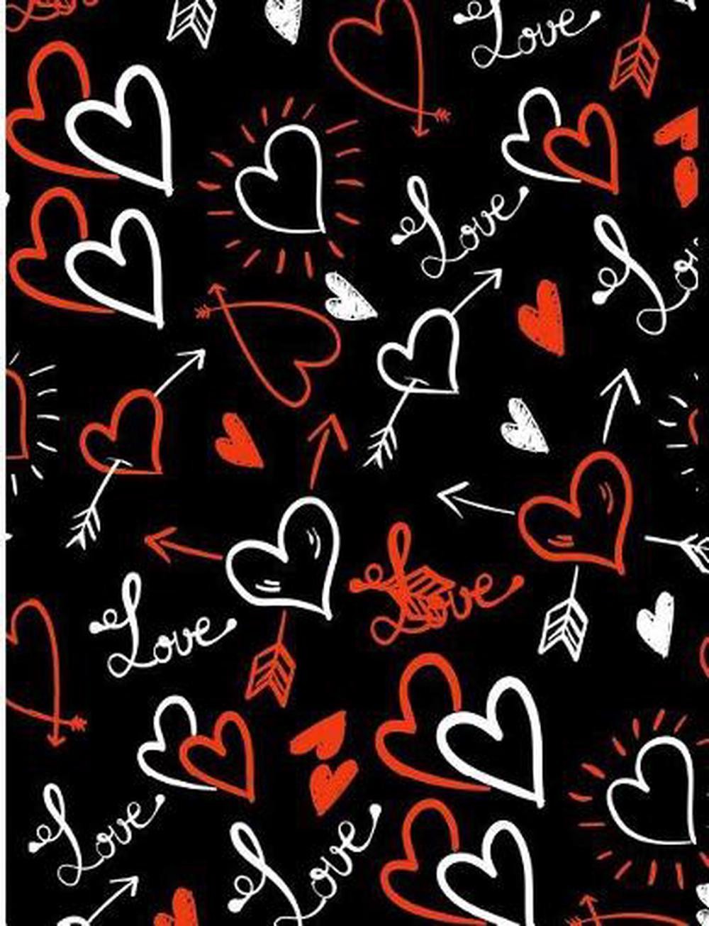 Valentine Heart Love Pattern: Cute Lovers College Ruled Line Composition Book by