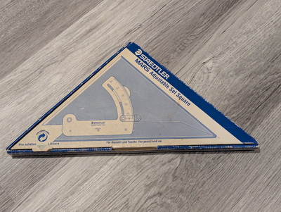 Vintage STAEDTLER MARS Adjustable Set Square 10 Inch 564 50-10 A1. Complete.