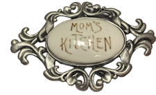 Vintage Silver Tone w/ Porcelain Ceramic Clear Coat - MOM'S KICHEN-Large Magnet
