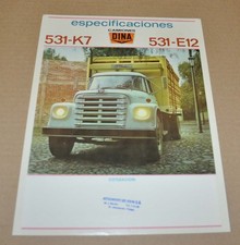 Camión Camion Dina 531-K7 531-E12 Especificación Folleto de Ventas Folleto México