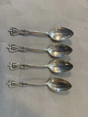 4 Towle old colonial sterling silver teaspoon 925 1895 none monogram 102g As Is