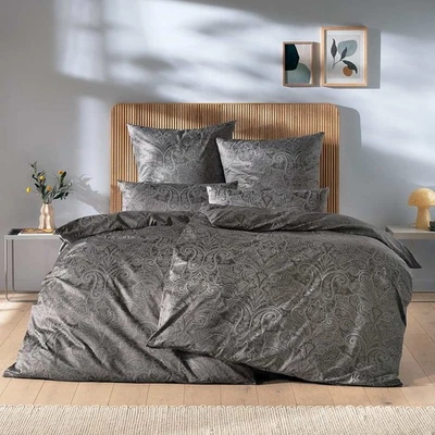 Estella Bettwäsche Helene Schweizer Mako Satin anthrazit 135x200 / 155x220 cm - Bild 1 von 4