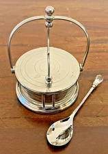 Vintage Art Deco WMF Silver Plated Lidded Sugar / Condiments Bowl & Spoon