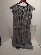 Loft Women's Sleeveless Dress White/Brown/Orange Floral Sz S, Button Up Front