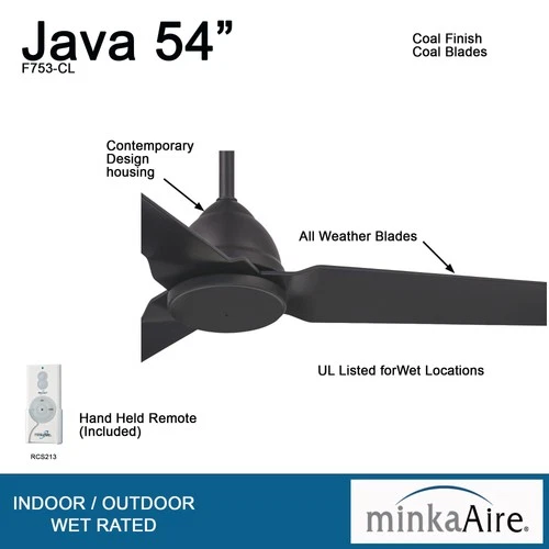 Minka Aire Java 54"  - Coal 3-Blade Remote Control - Picture 5 of 5