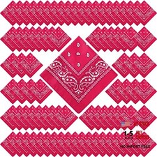 100 Pack Bandanas Unisex Paisley Bandanas Bulk Multi Purpose Rose Red Stylish