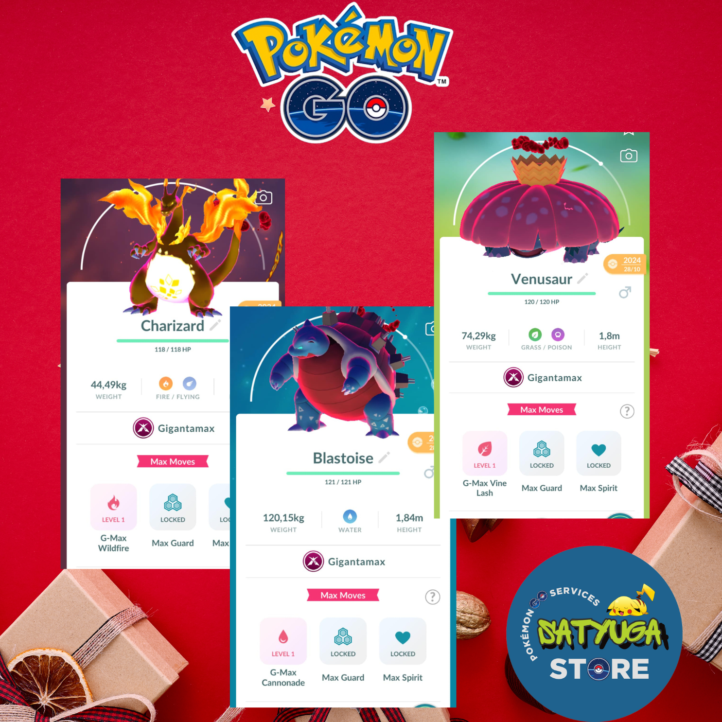 Gigantamax Charizard Venusaur Blastoise Trade 20K Dust Non-Shiny  