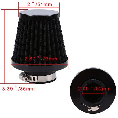 52 mm Motorcycle ATV Air Filter Pod Iron Cleaner Intake Breather Black - Picture 3 of 11