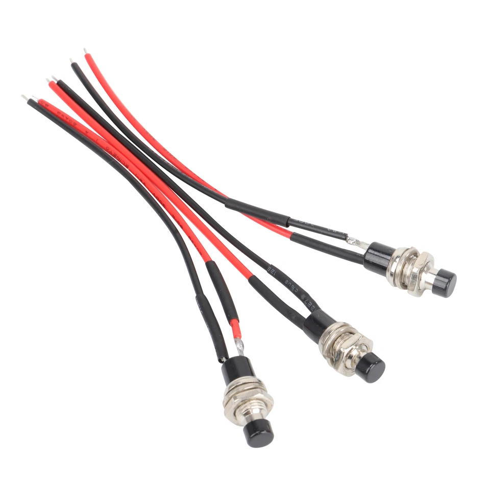 3 Pack Mini Push Button Pre-Wired Momentary N/O OFF-ON Switch Plug 12V 5AMP SPST - Image 4 of 4