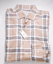 395 ELEVENTY -Neutral POPOVER Check Plaid Button Dress Shirt - S 39