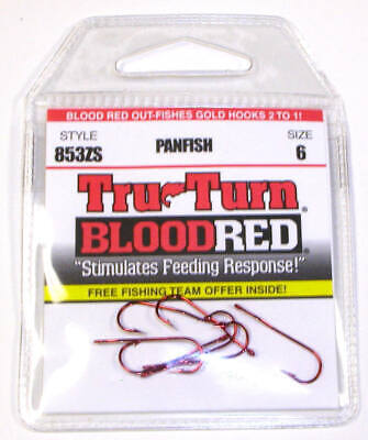 Tru-Turn 853BL-2 Blood Red Size 2 Aberdeen Panfish Fishing Hooks 50 Pack