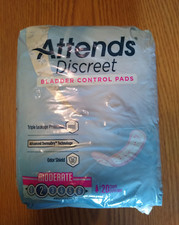 Attends Discreet Bladder Control Pads, Moderate, Liner Pads, ADPMOD - Pack of 20