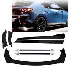 Front Bumper Lip Spoiler Splitter Side Skirt Body Kit For Mazda 2 3  5