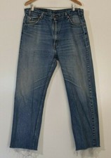Levi's Orange Tab 505 36x29 Distressed Denim Jeans USA Made Blue Medium Wash
