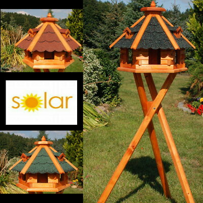 XXL Premium Vogelhaus mit /ohne Ständer / Solar Holz Futterhaus