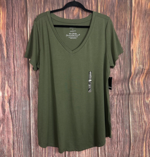 Torrid Classic Girlfriend Signature Jersey V-Neck Tee Shirt Olive Green Plus 2X - Picture 1 of 6
