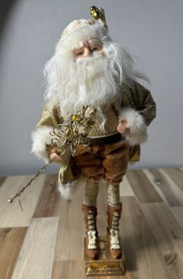 RARE Old World Santa Saint Nick Gold Glitter Vintage 13  Christmas