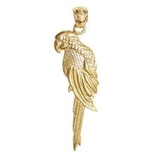 New 14k Yellow Gold Parrot Bird Pendant