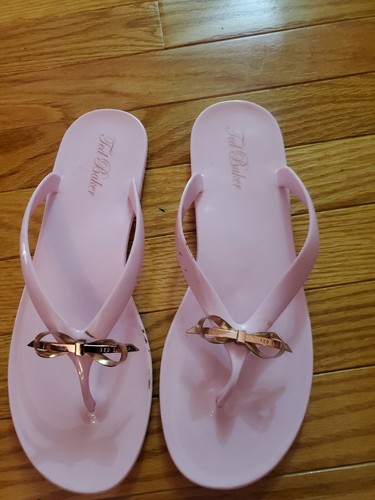 PINK TED BAKER BOW JELLY THONG SANDALS 