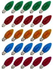 Box of 25 Random Blinking C9 Light Bulbs - Transparent Multicolor - 7 Watt