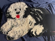 Vintage Dog Latch Hook Rug Completed