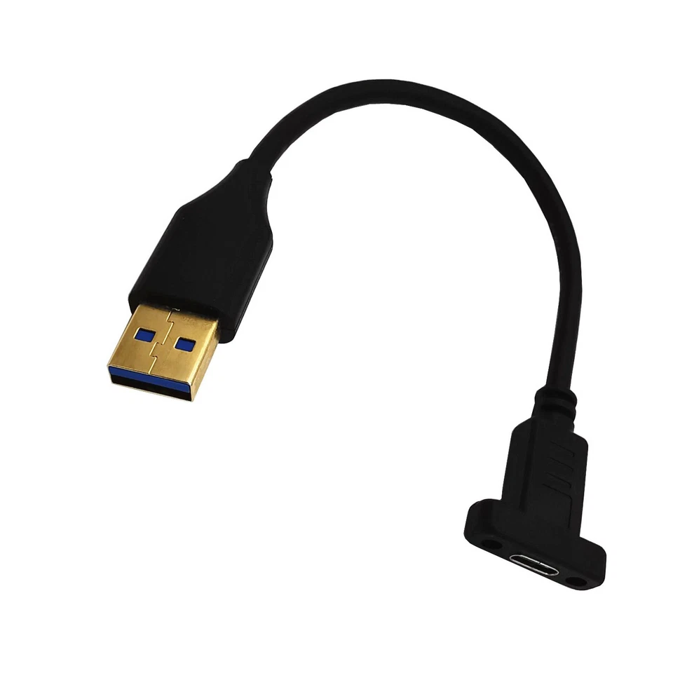 USB 3.0 A Male To USB-C 3.1 Type C Female Screw Panel Mount Data Adapter Cable - Image 3 of 4