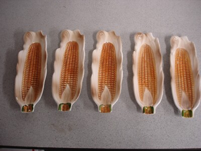 Set of 5 Ceramic Corn On The Cob Plates Dishes 10''