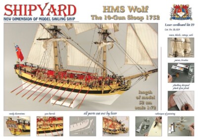 HMS WOLF 1752 Modellbausatz Laser-Cut 1:72 Schiffsmodell Bausatz für Experten