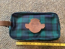 Vintage Disney Navy/Green Tartan Plaid Travel Accessory Bag-M