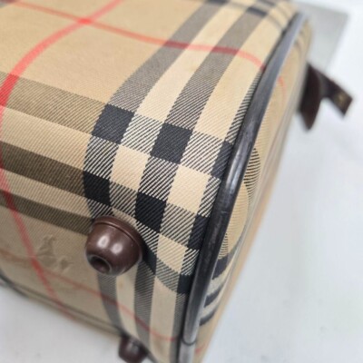 Burberry nova check mini boston bag shadow horse canvas leather