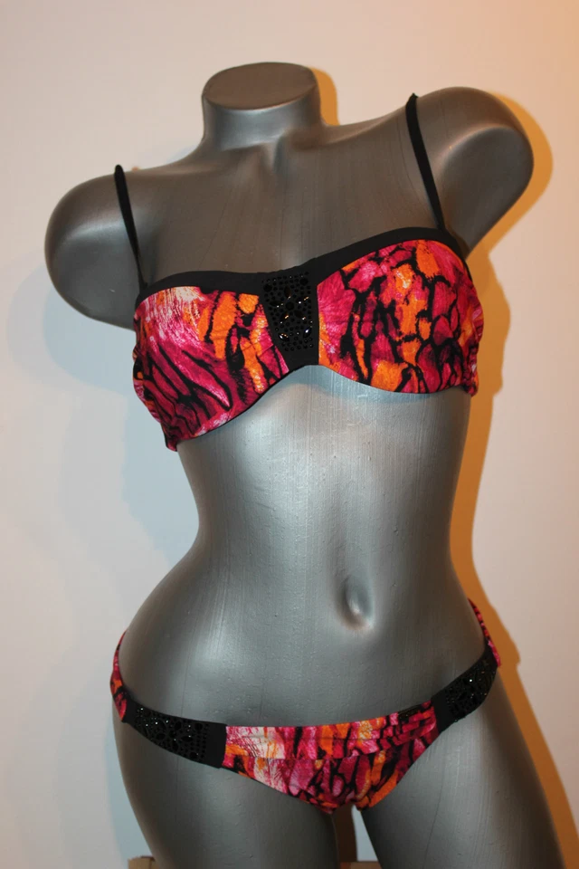 Triumph Bikini Bandeau "Portofino TWPD " Gr.38 B rotmix Höschen 38 sehr edel - Bild 1 von 4