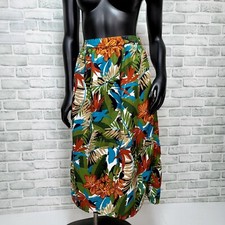 Vintage 90s Notations Size M Jungle Skirt Tropical Foliage High Waisted Midi
