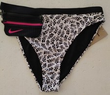 NWT Nike white polkadot Swim Swimwear Bikini Bottom w/detachable pocket - LARGE