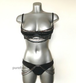 AGENT PROVOCATEUR SOIREE LIDIJA SILK DEMI BRA 36B & THONG SIZE 3 RRP &pound;740 NWT