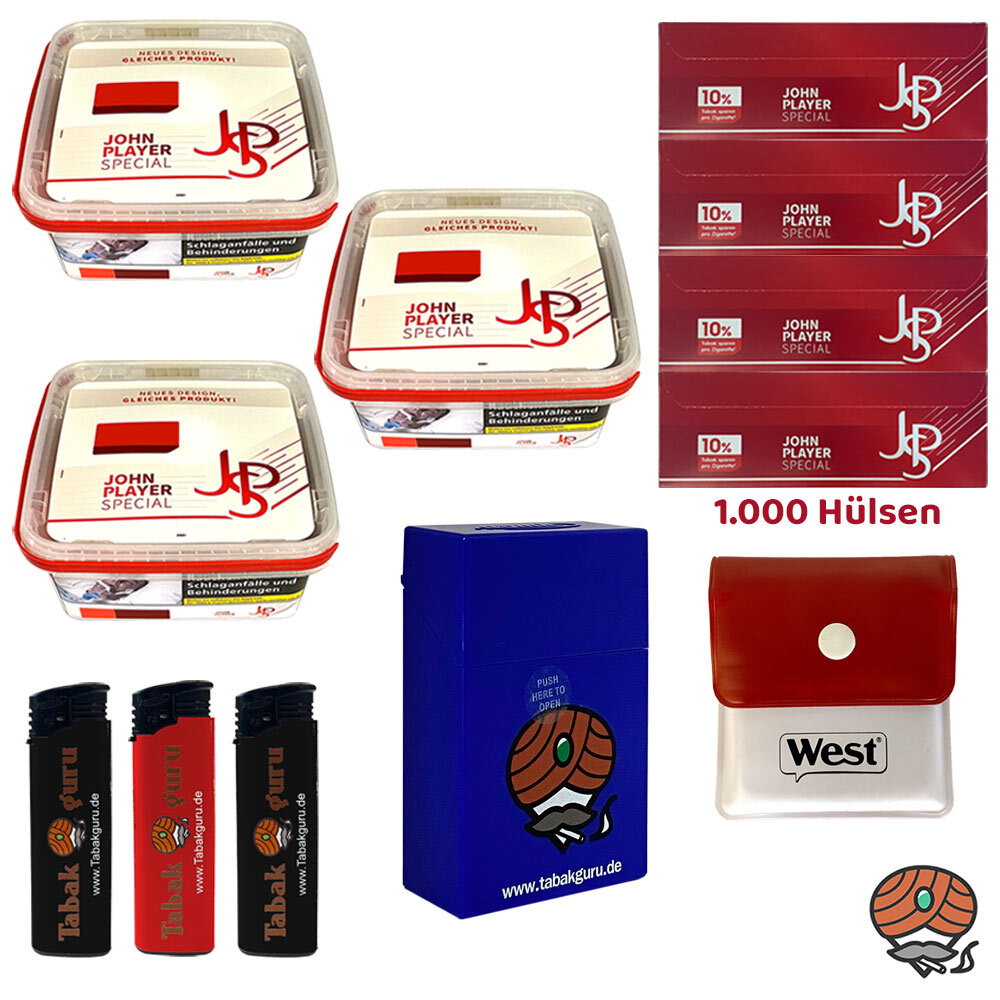 JPS John Player Special Mega Box Volumentabak 3x113g ,Extra Hülsen ...