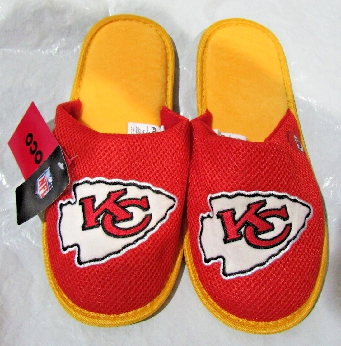 SAOLA Pantofole a righe NFL Kansas City Chiefs rete slide suola a righe taglia XL di FOCO