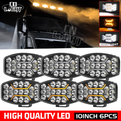 6x 10 Zoll Demmon LED Fernscheinwerfer Rauchglas 12/24V Weiß Orange für Auto LKW