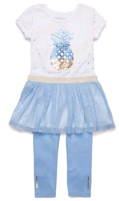 Flapdoodles Toddler Girl's 2-Piece Pineapple Dress & Legging Set-Sizes-2T -Blue