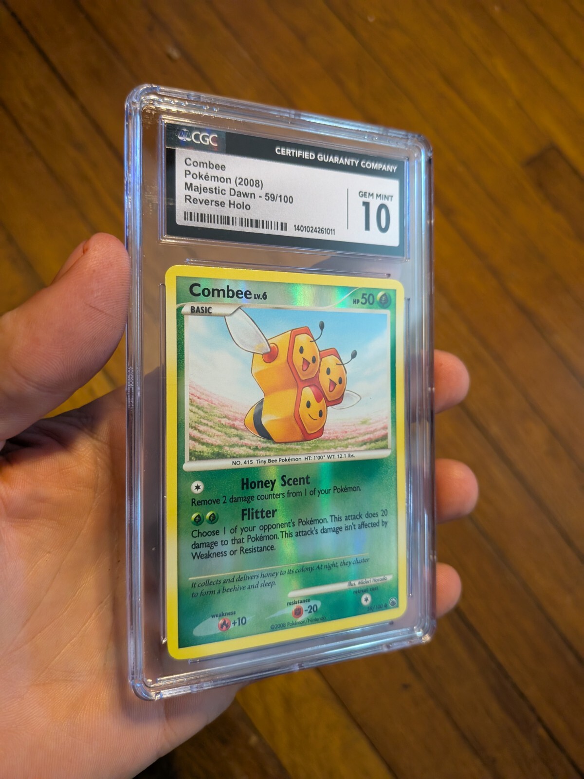 (TOP POP 13) CGC 10 GEM MINT Combee Reverse Holo 59/100 Majestic Dawn Pokémon