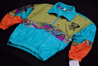 Vintage Windbreaker Jacke Sport Jacket Jogging Ethnic Power Nylon Italy WMS NEU  - Bild 1 von 4