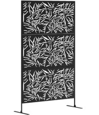 Decorative Outdoor Divider Privacy Panel with Stand Bamboo Style Fence Black