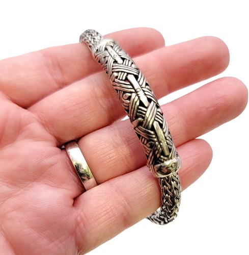 John Hardy Bracelet 6 mm Classic Chain Braided Motif Clasp 925 Silver 7.25" Long - Picture 9 of 12