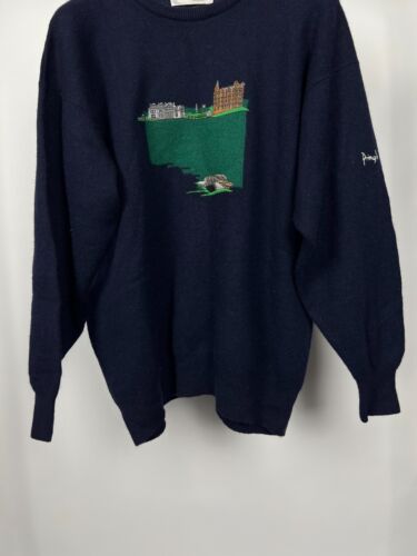 Pringle of Scotland Men's Golf Design Navy Blue Wool Sweater Pullover Size XL - Picture 4 of 9