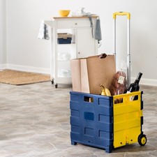 FOLDING CRATE CART with Collapsible Handle Wheels Utility Cart HONEY CAN DO