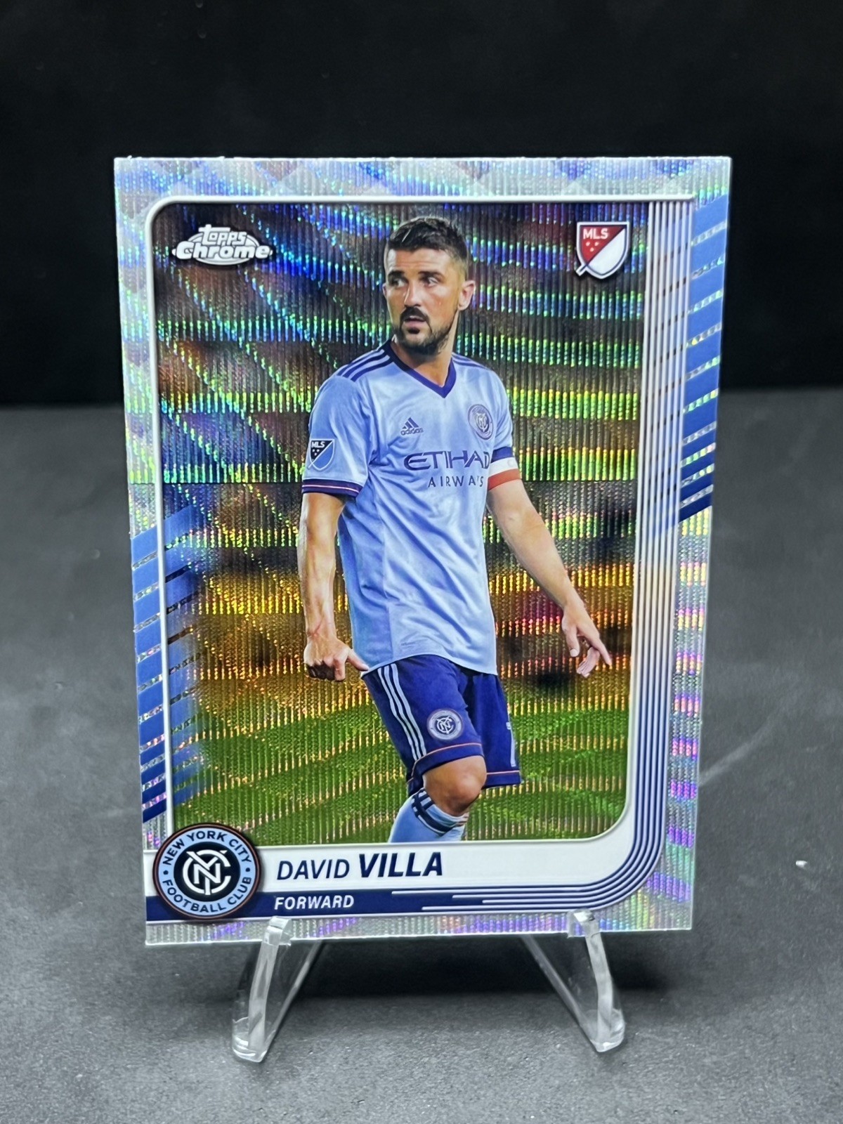 2025 Topps Chrome MLS Soccer David Villa Gold Wave 05/50 #7 NYCFC