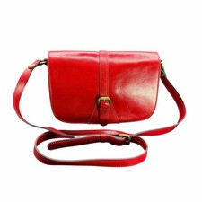 Patricia Nash Champaign Ruby Red Leather Crossbody Bag Vintage Distressed