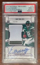 2021 National Treasures Elijah Moore /49 PSA 9 RPA RC Auto Rookie Eagles